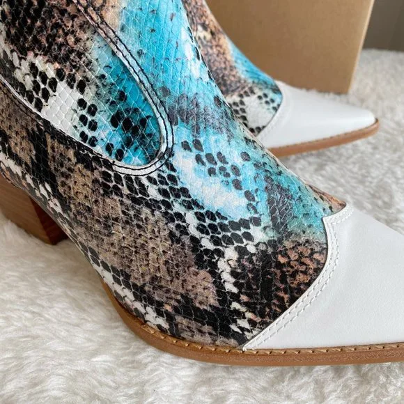 Matisse Desire Women's White-Multi Leather Bootie, Size 8.5M